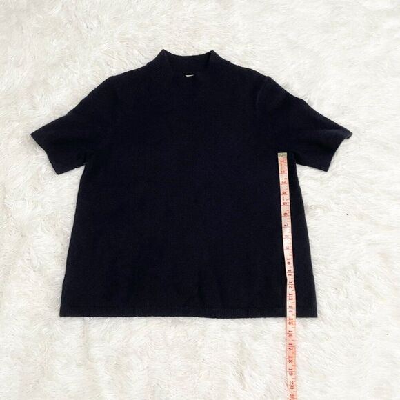 Women LOFT Wool Blend Cropped Mock Neck Sweater in Navy Blue Size Large - Picture 3 of 7